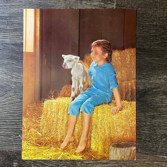 Kitsch Baby None and/or Unknown | Accents | Retro Kitsch Girl In Barn On Hay Bale ...